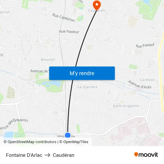 Fontaine D'Arlac to Caudéran map