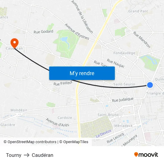Tourny to Caudéran map