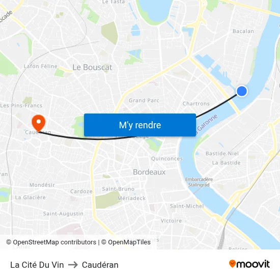 La Cité Du Vin to Caudéran map