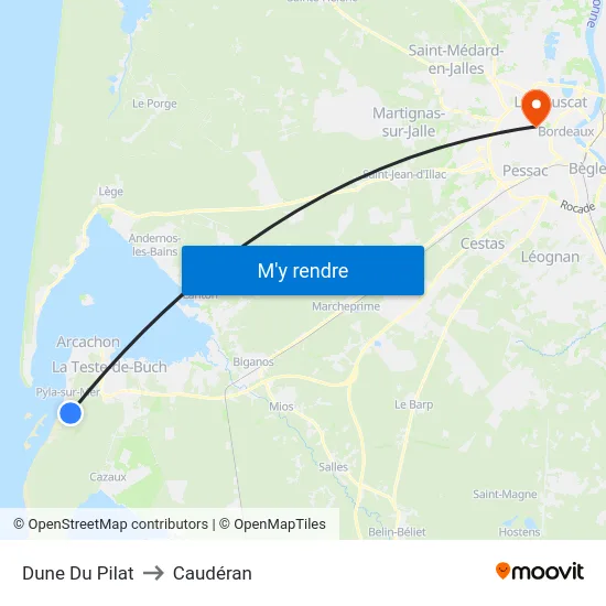 Dune Du Pilat to Caudéran map
