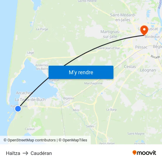 Haïtza to Caudéran map