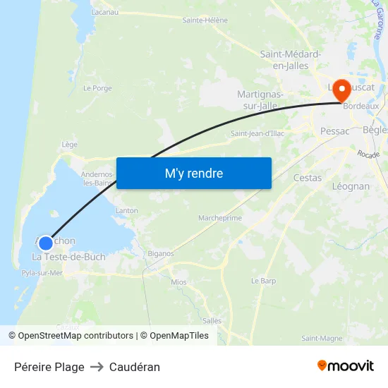 Péreire Plage to Caudéran map