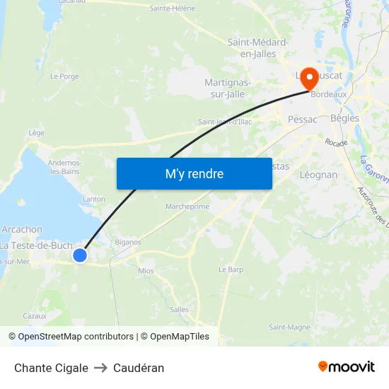 Chante Cigale to Caudéran map