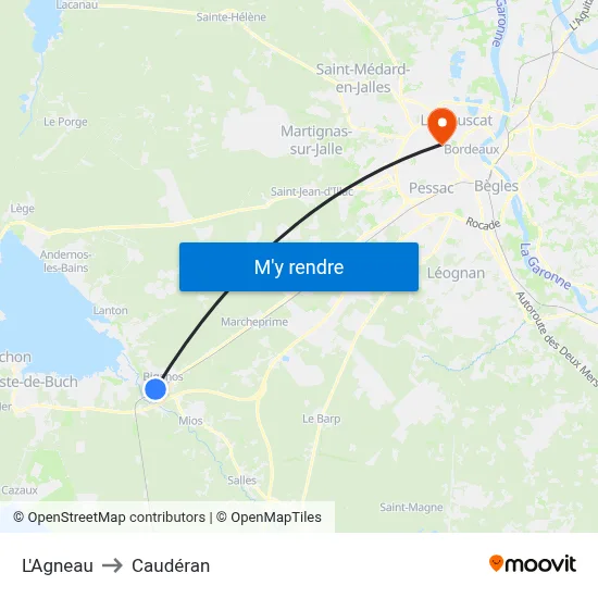 L'Agneau to Caudéran map