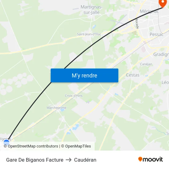 Gare De Biganos Facture to Caudéran map