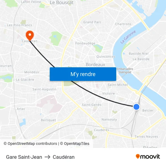 Gare Saint-Jean to Caudéran map