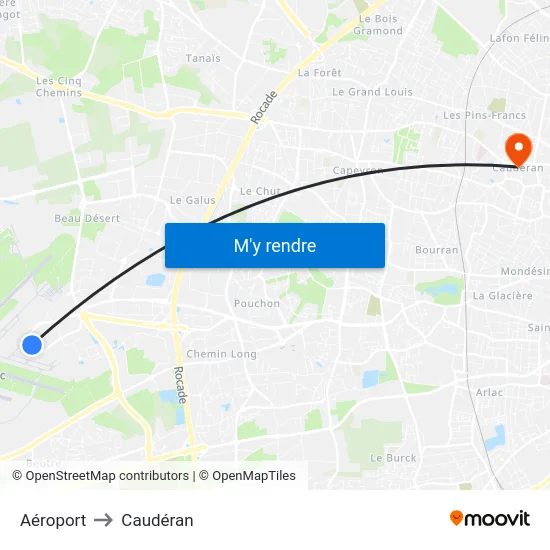 Aéroport to Caudéran map
