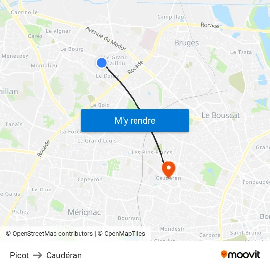 Picot to Caudéran map