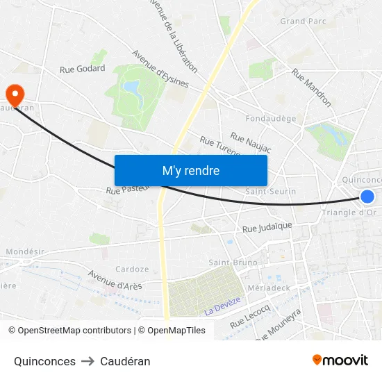 Quinconces to Caudéran map