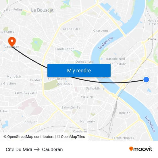 Cité Du Midi to Caudéran map