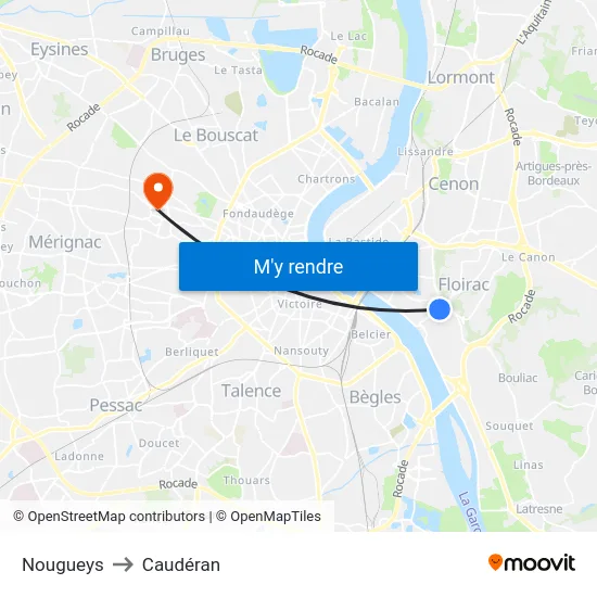 Nougueys to Caudéran map