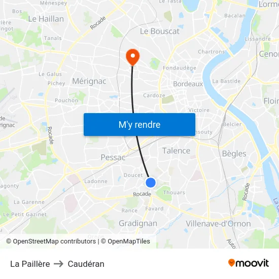 La Paillère to Caudéran map