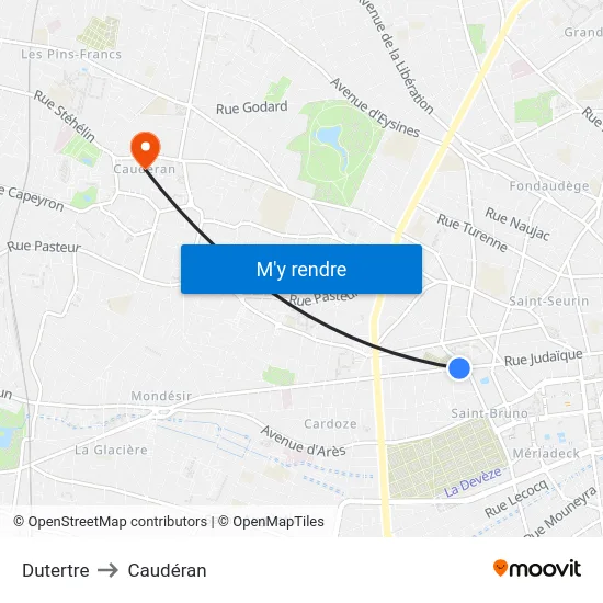 Dutertre to Caudéran map