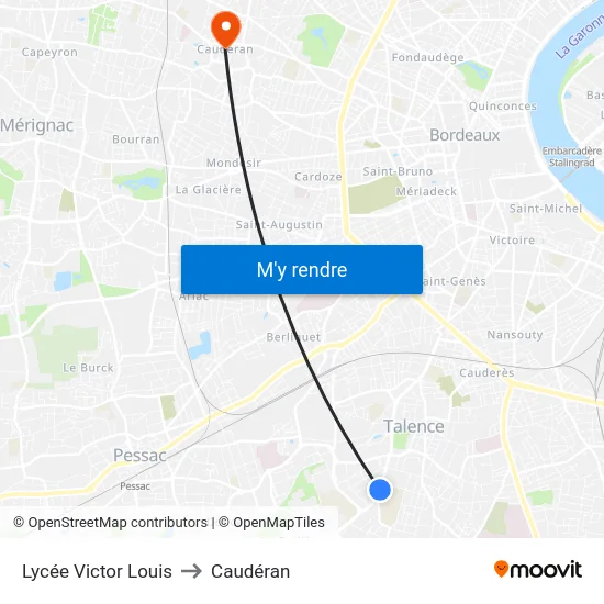 Lycée Victor Louis to Caudéran map