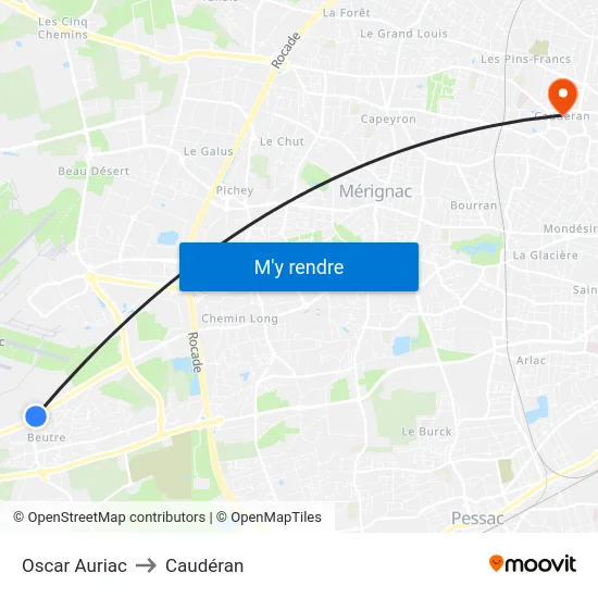 Oscar Auriac to Caudéran map