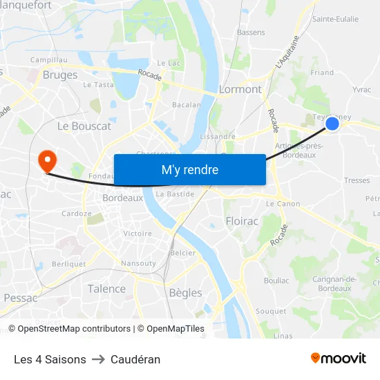 Les 4 Saisons to Caudéran map