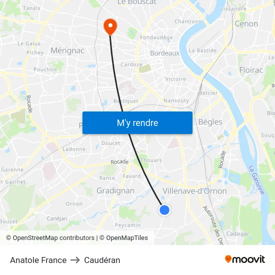 Anatole France to Caudéran map
