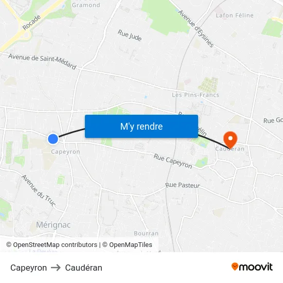 Capeyron to Caudéran map