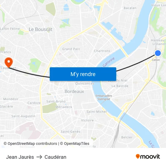 Jean Jaurès to Caudéran map