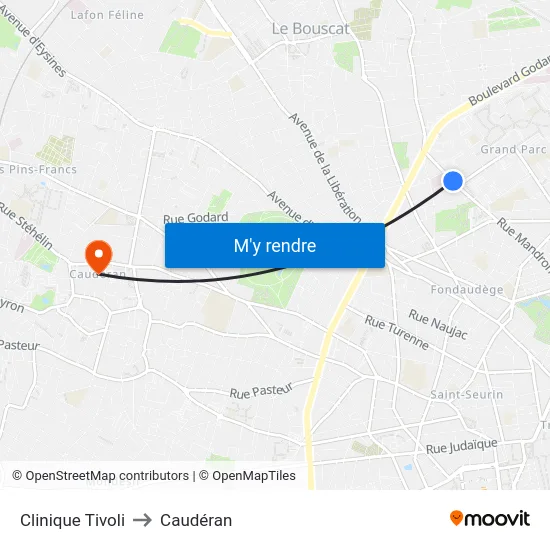 Clinique Tivoli to Caudéran map