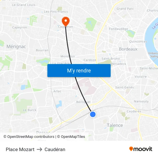 Place Mozart to Caudéran map