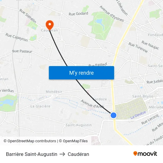 Barrière Saint-Augustin to Caudéran map