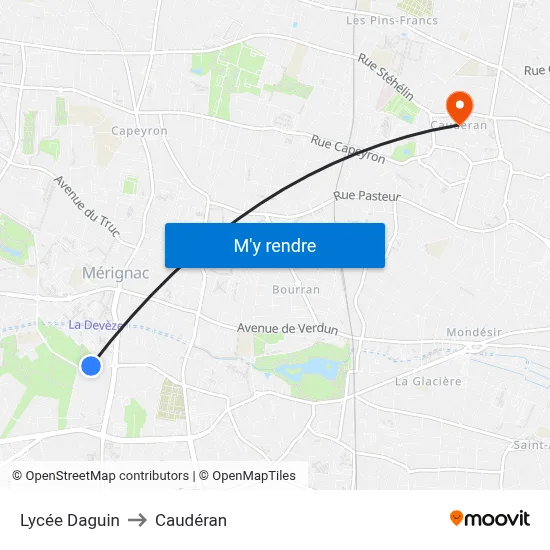 Lycée Daguin to Caudéran map