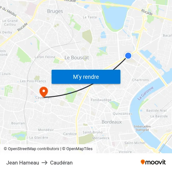 Jean Hameau to Caudéran map