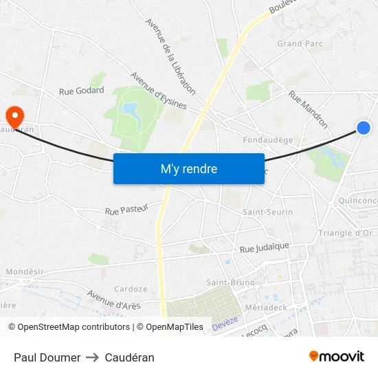 Paul Doumer to Caudéran map