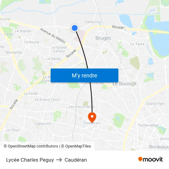 Lycée Charles Peguy to Caudéran map