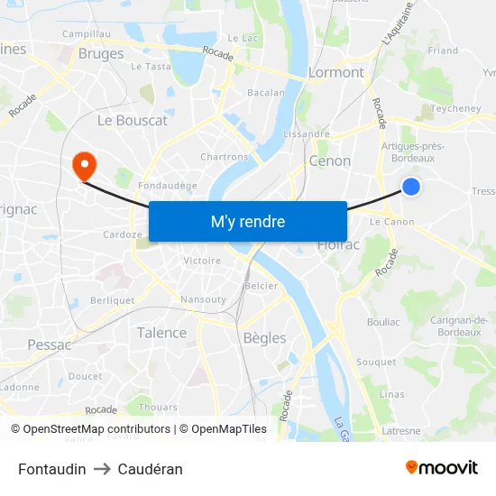 Fontaudin to Caudéran map