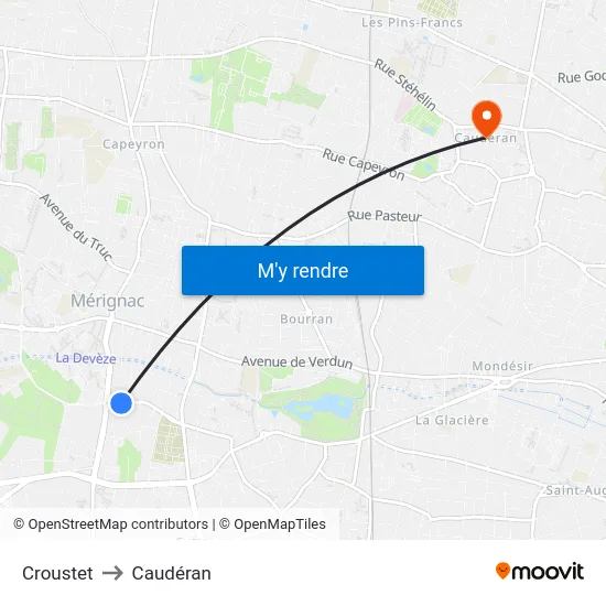 Croustet to Caudéran map