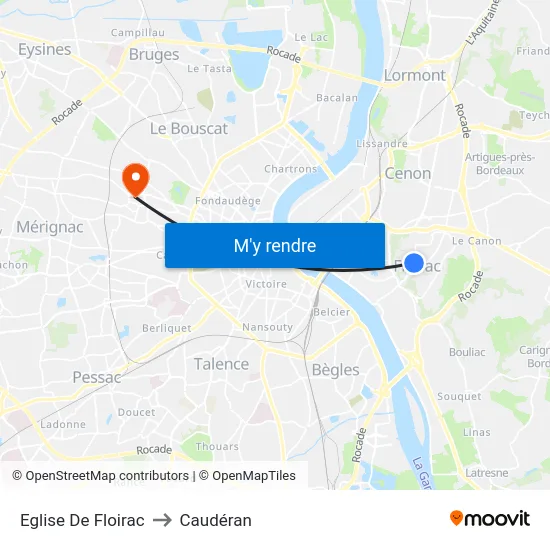 Eglise De Floirac to Caudéran map