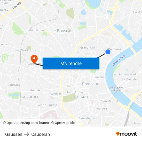 Gaussen to Caudéran map
