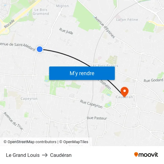 Le Grand Louis to Caudéran map