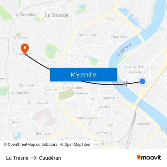 La Tresne to Caudéran map