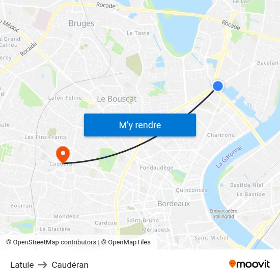 Latule to Caudéran map