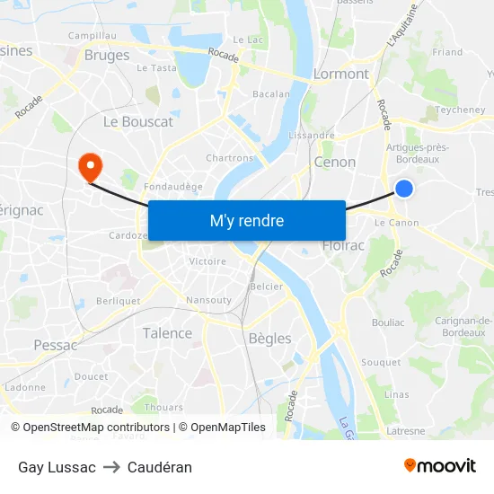 Gay Lussac to Caudéran map
