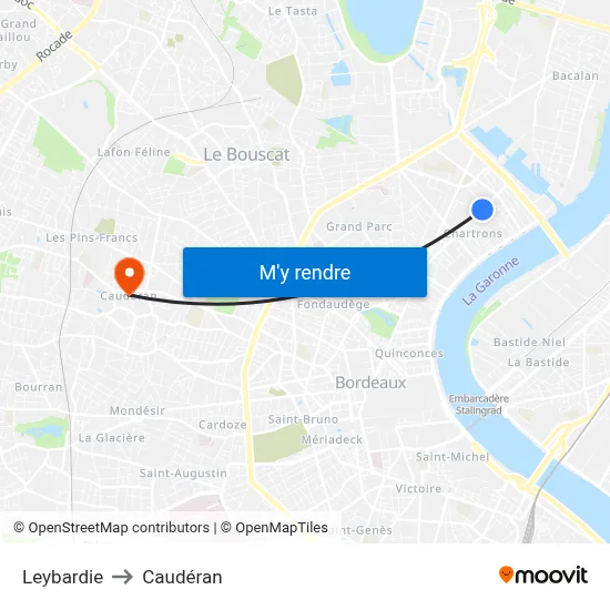 Leybardie to Caudéran map