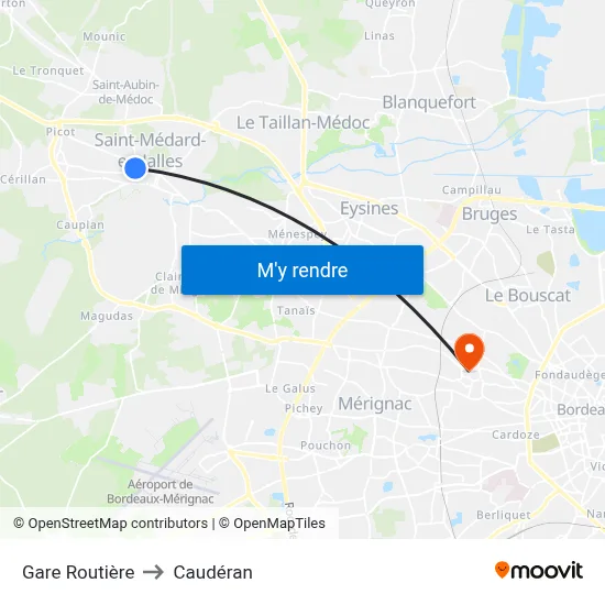 Gare Routière to Caudéran map