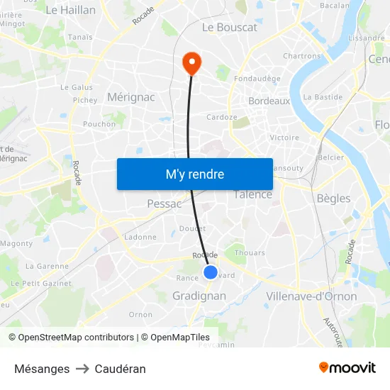 Mésanges to Caudéran map