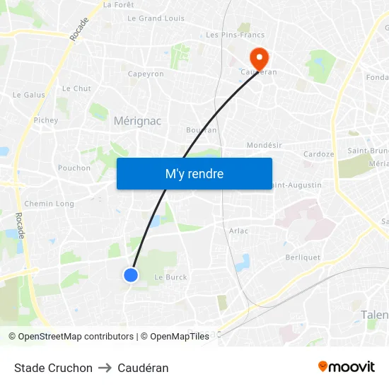 Stade Cruchon to Caudéran map