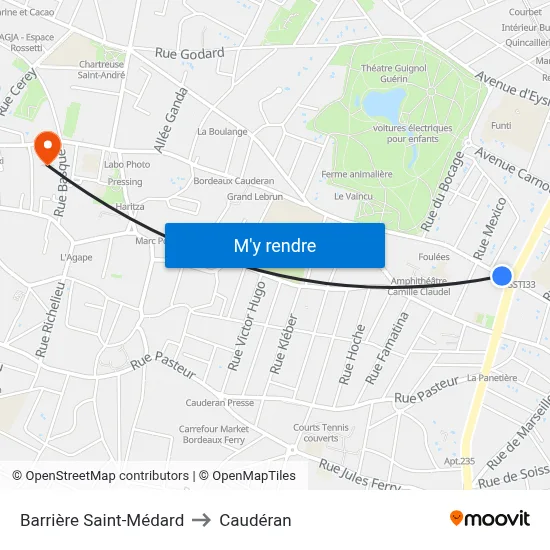 Barrière Saint-Médard to Caudéran map