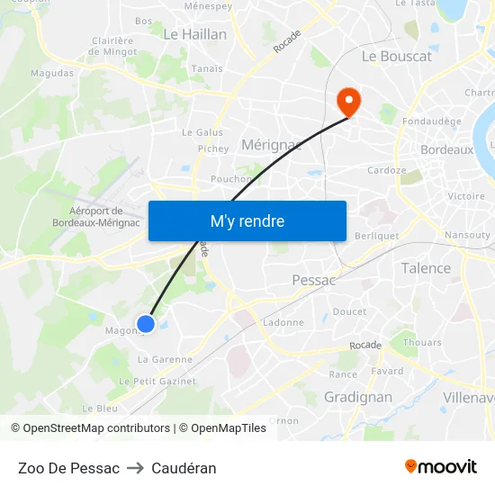Zoo De Pessac to Caudéran map
