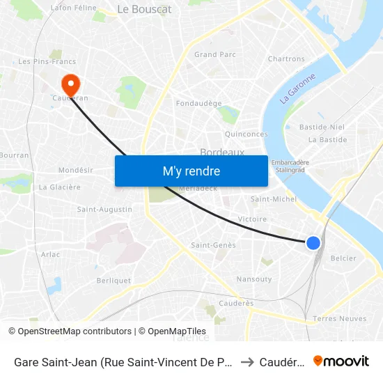 Gare Saint-Jean (Rue Saint-Vincent De Paul) to Caudéran map