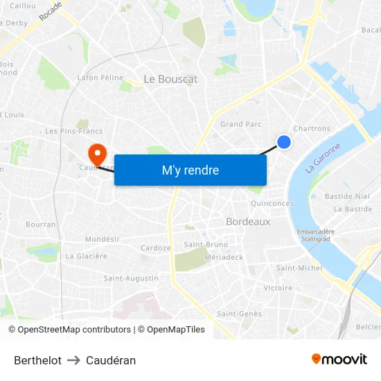 Berthelot to Caudéran map