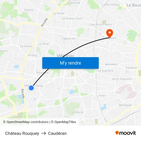 Château Rouquey to Caudéran map