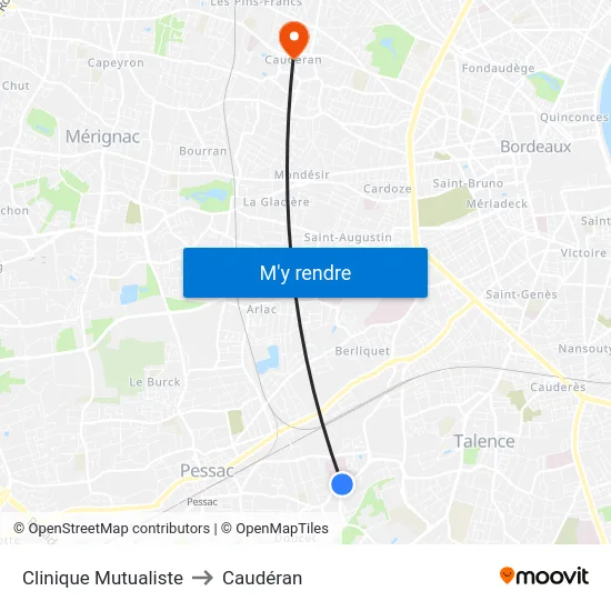 Clinique Mutualiste to Caudéran map