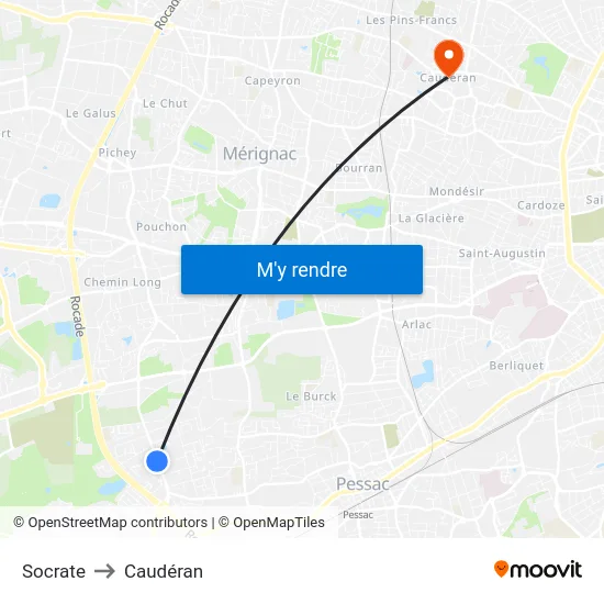 Socrate to Caudéran map