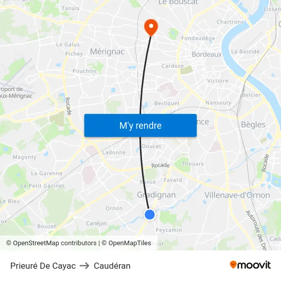 Prieuré De Cayac to Caudéran map